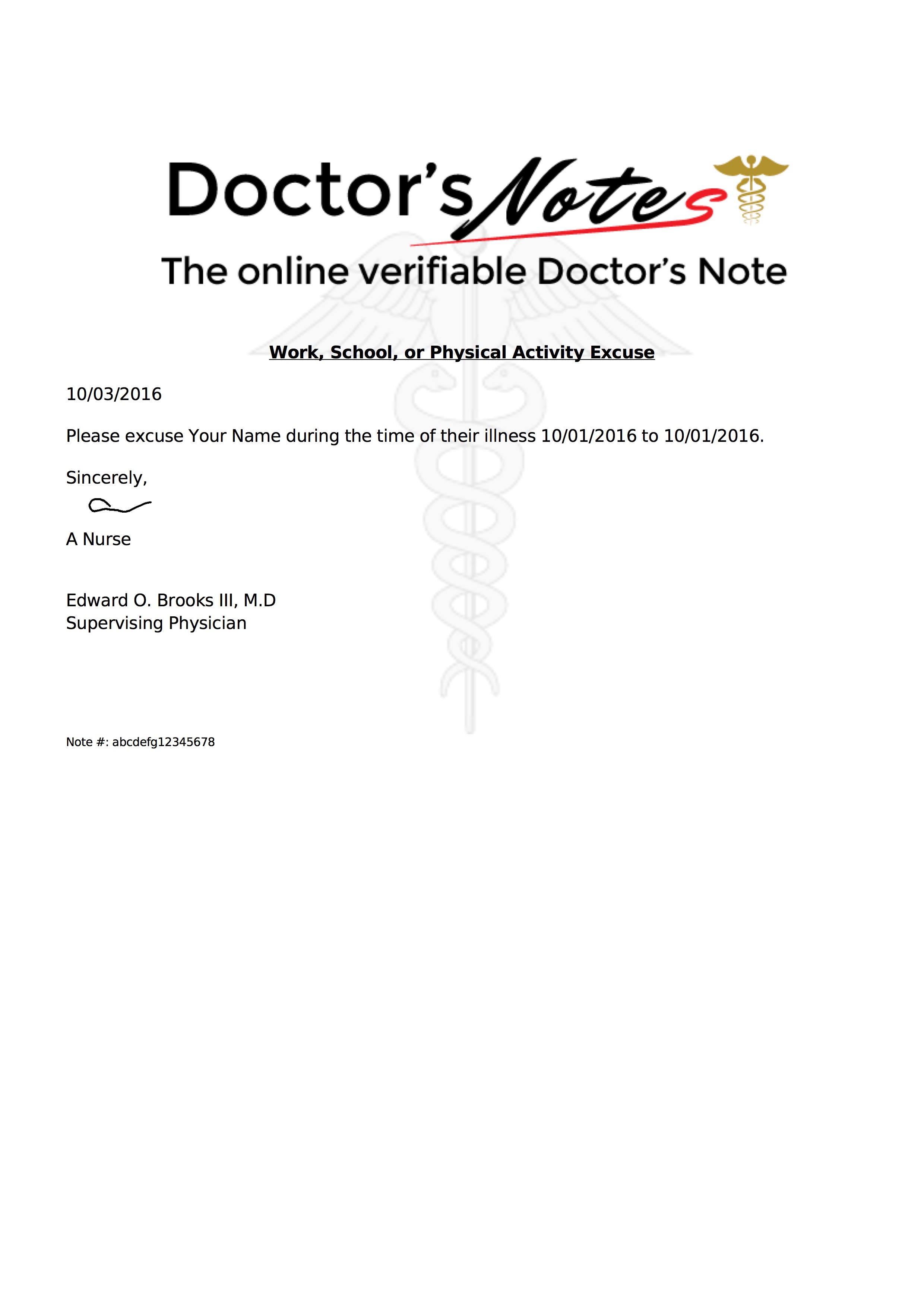 An example doctorsnote